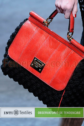 Cartera combinada tejida hilo negro cuero rojo Dolce & Gabbana